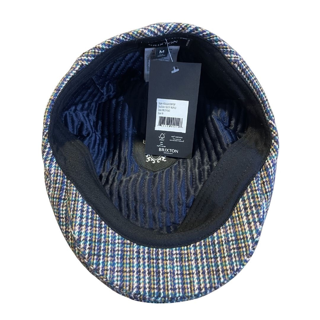 Brixton Hooligan Snap Cap Blue Plaid Size Medium 7 1/2  NWT Newspaper Boy