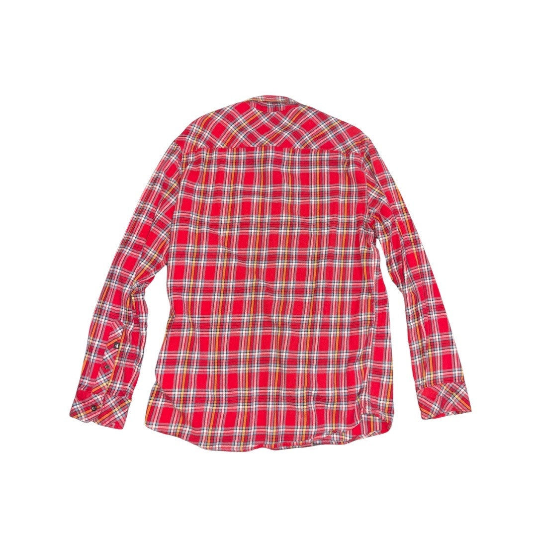 Quicksilver Mens Long Sleeve Button Up Plaid Red Size Larger Regular Fit Skater