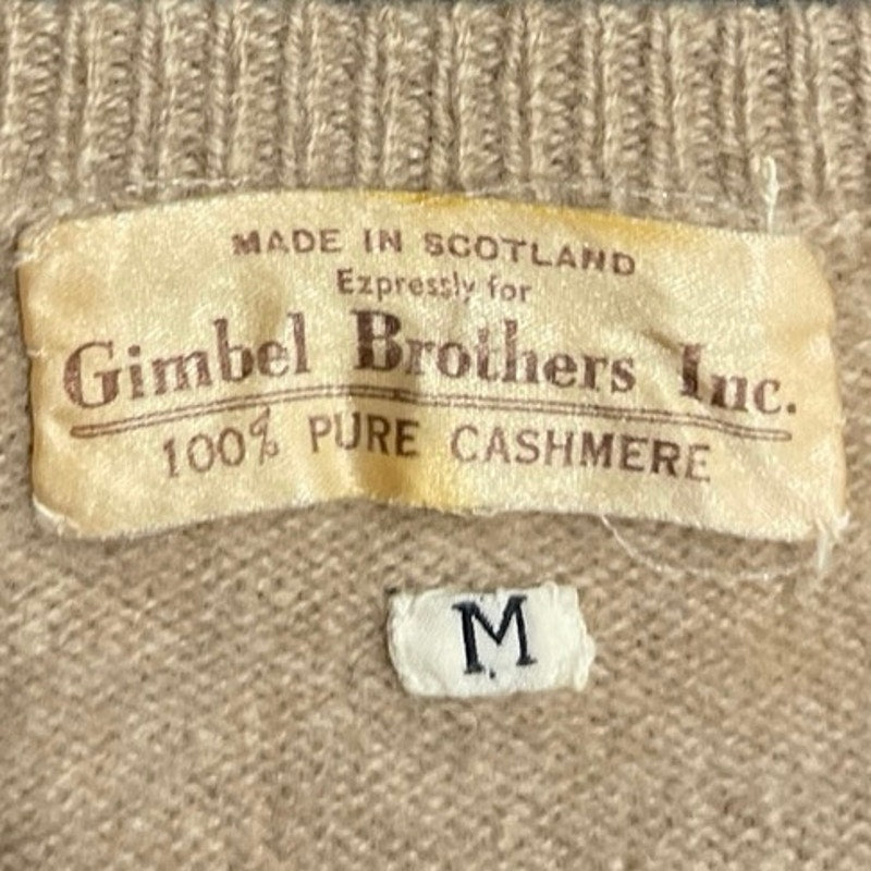 Gimbel Brothers Beige 100% Pure Cashmere Sweater Vest SZ M Grandpacore Vintage