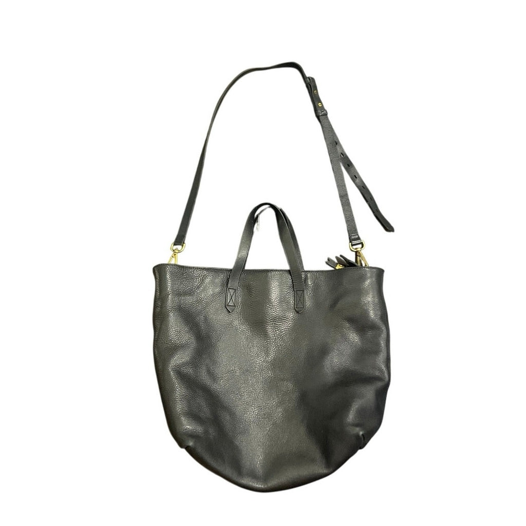 Madewell Zip Top Black Leather Tote Bag Carryall Adjustable Crossbody Minimalist