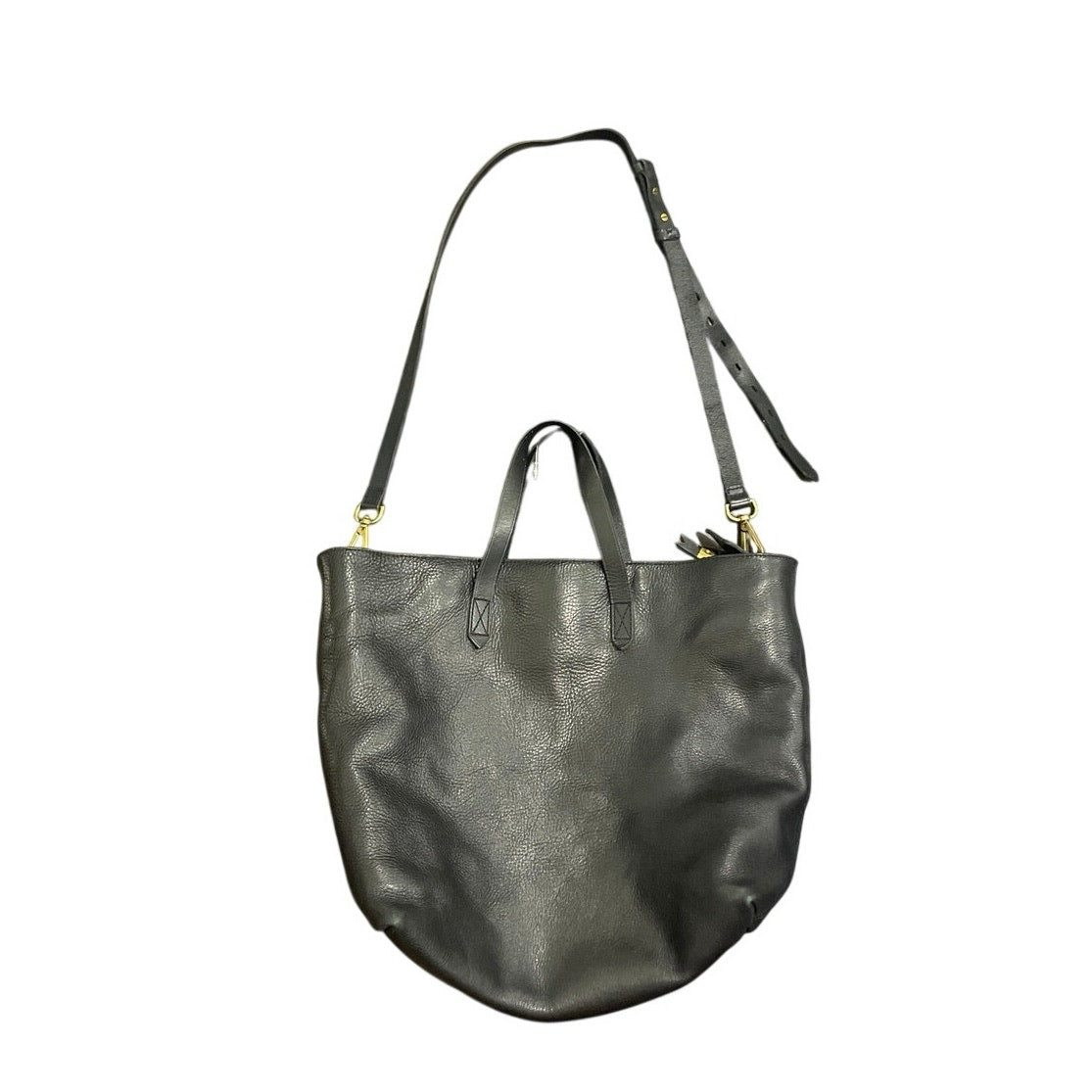 Madewell Zip Top Black Leather Tote Bag Carryall Adjustable Crossbody Minimalist