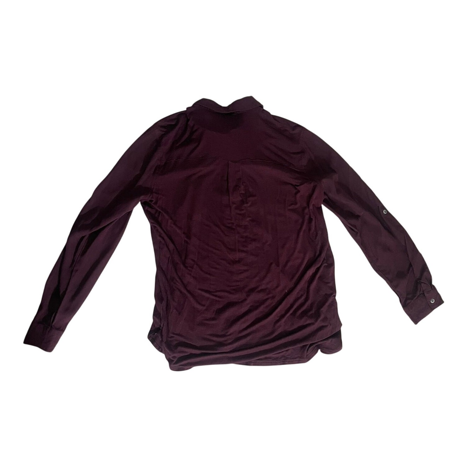 Women's Bass & Co. Burgundy Long-sleeved Button Up Blouse
