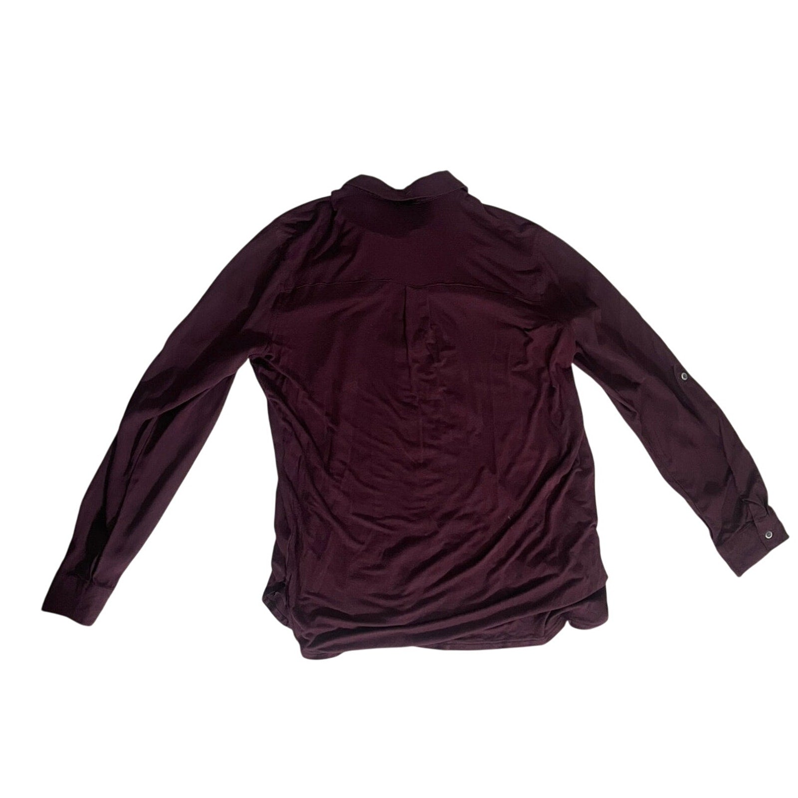 Women's Bass & Co. Burgundy Long-sleeved Button Up Blouse