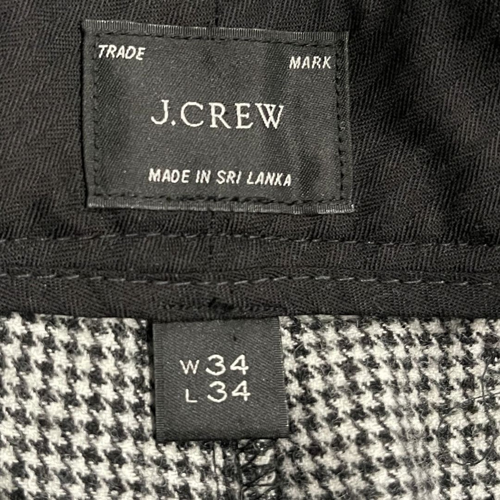 J. Crew Houndstooth Wool Blend Relax Fit Trousers Pants SZ 34X34 Career Office