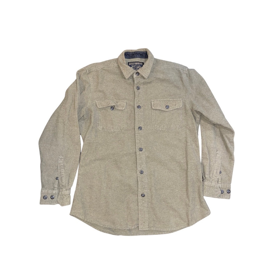 Grizzly Mountain Men's Green Front Pocket Button up Long Sleeve Shirt Size Large