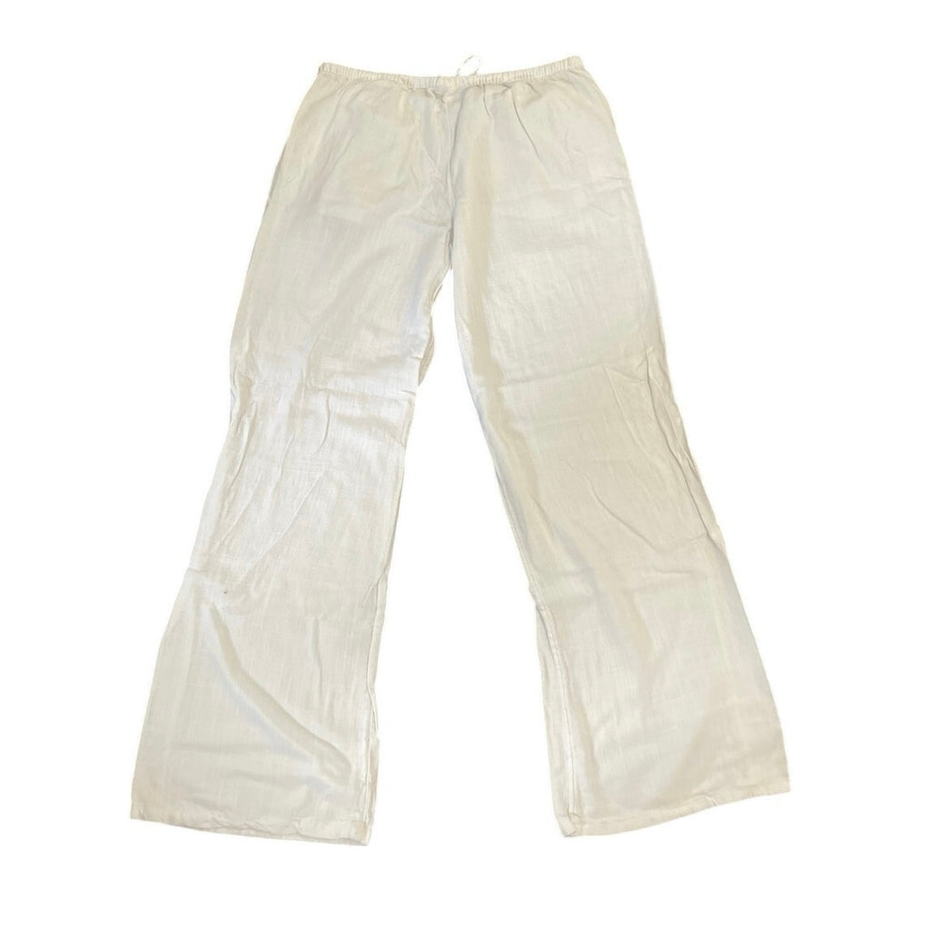 Divided Linen Blend White Drawstring Pull on Pants Size Small Summer Vacation