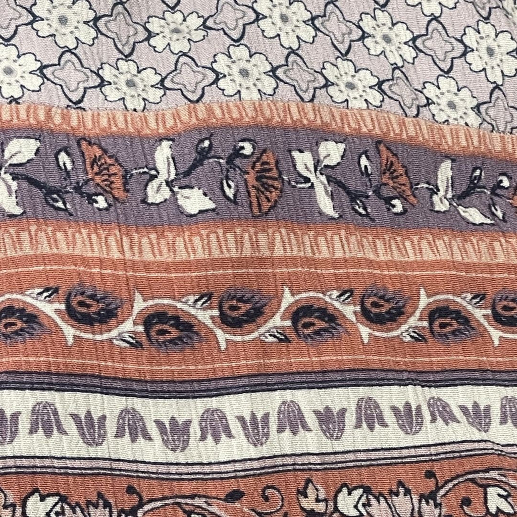 Knox Rose Lilac Flora Print Maxi Smoked Dres Size XS Bohemian Chic Artsy Summer
