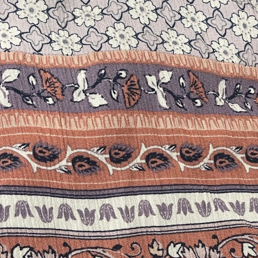 Knox Rose Lilac Flora Print Maxi Smoked Dres Size XS Bohemian Chic Artsy Summer