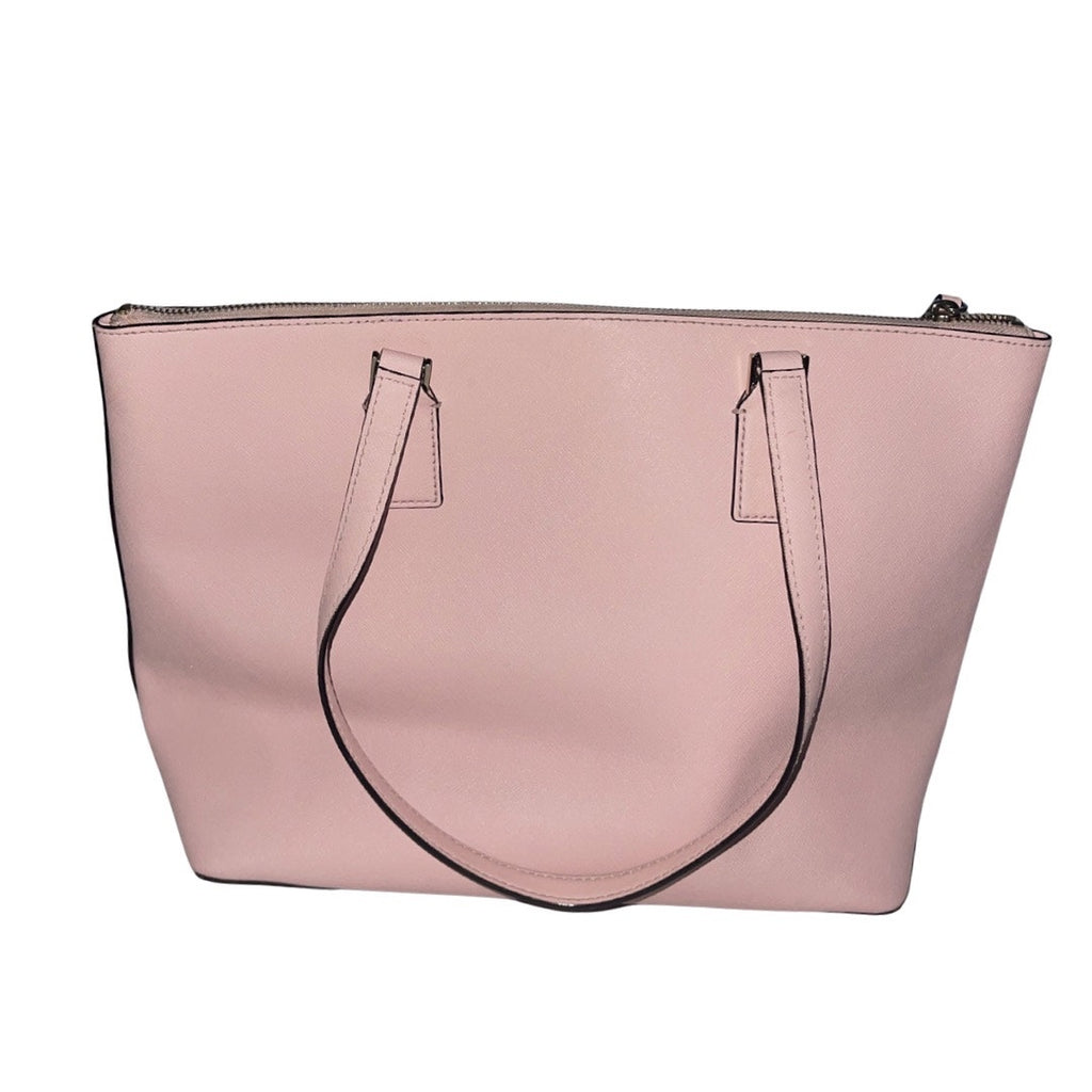 Kate Spade New York Schuyler Leather Tote Handbag Chalk Pink Zip Closure Charm