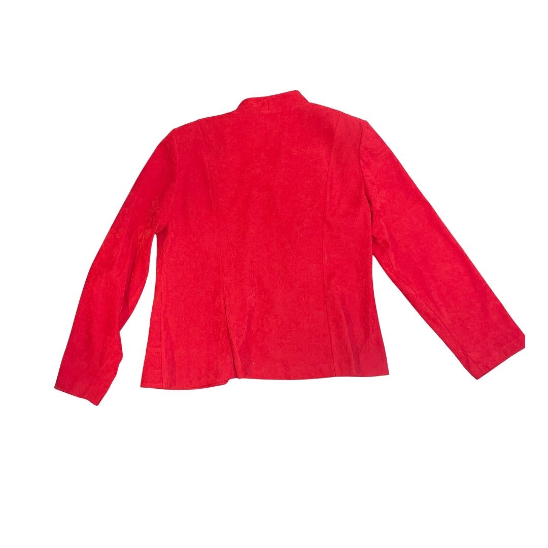 R&K Originals Vintage Red Velvet Faux Suede Jacket SZ 14 Career Holiday Office