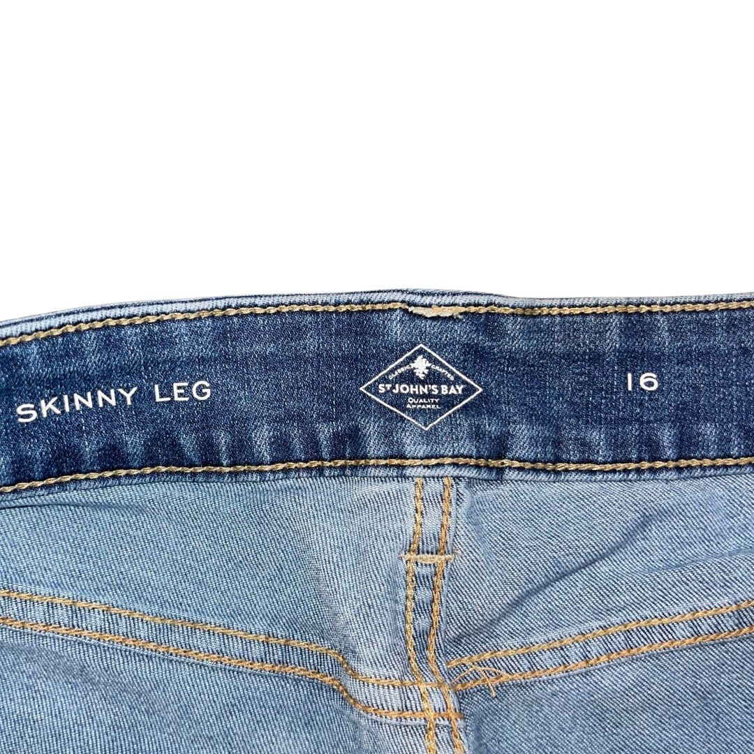 St. John's Bay Capri Jeans Tie Accent Plus Size 16 Skinny Leg Crop Casual