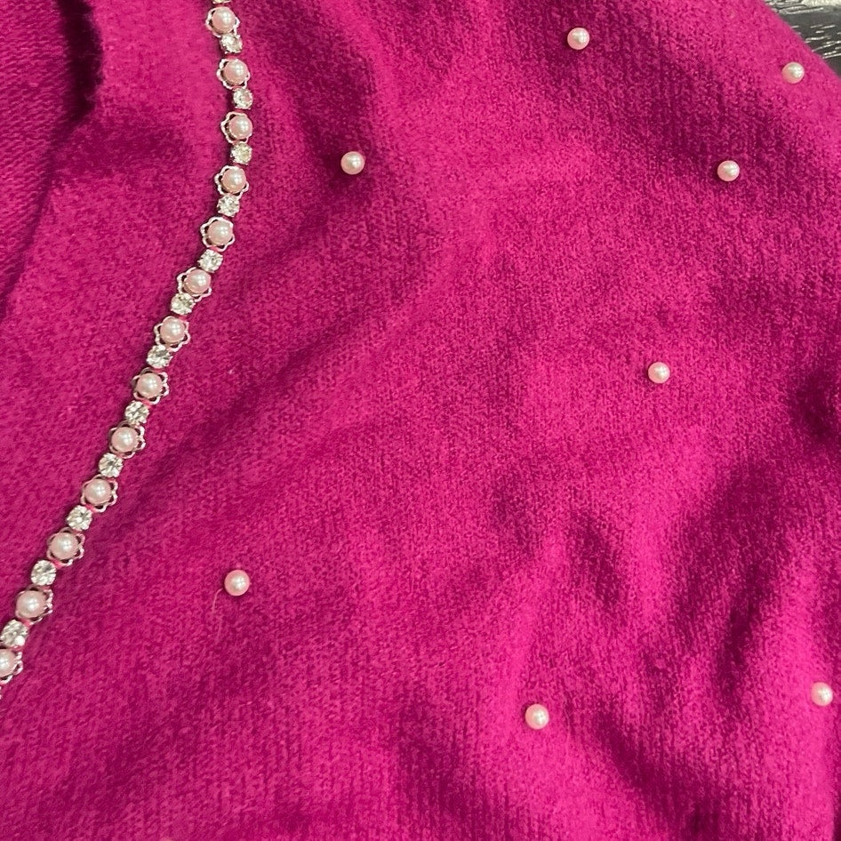 99 Jane Street Magenta Pearl Embellished Button Front Cardigan L NWT Cottagecore