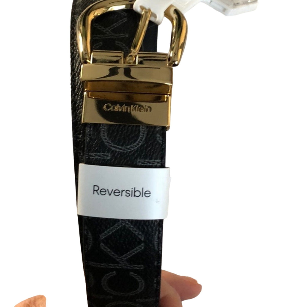 Calvin Klein CK Logo Belt Reversible Black Size Small NWT Career Casual
