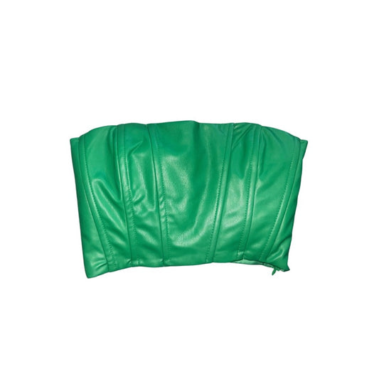Zara Green Faux leather corset strapless top