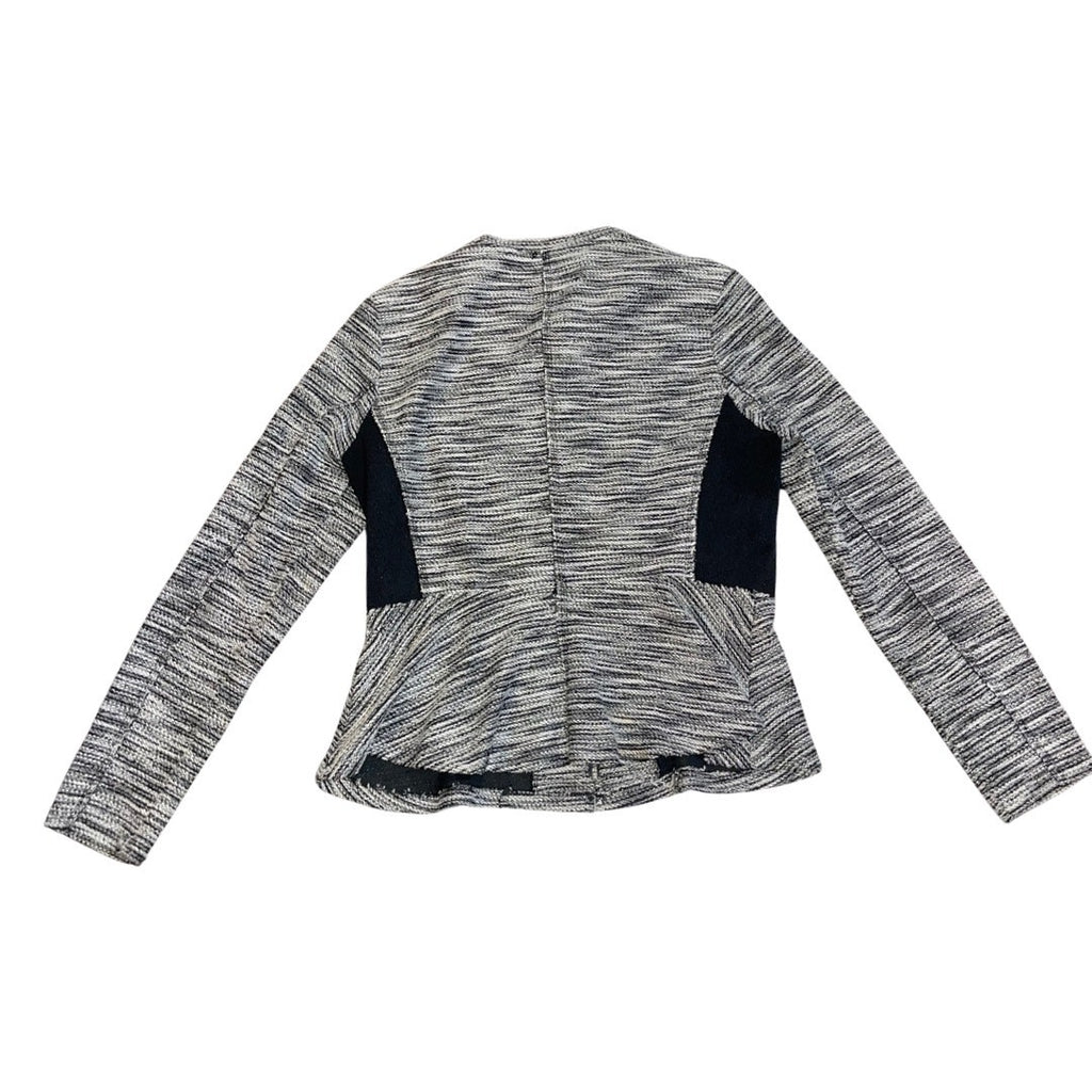 Mossimo Black and Gray Zip Up Blazer Size Medium Career Office Peplum Knit