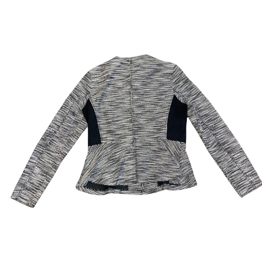 Mossimo Black and Gray Zip Up Blazer Size Medium Career Office Peplum Knit