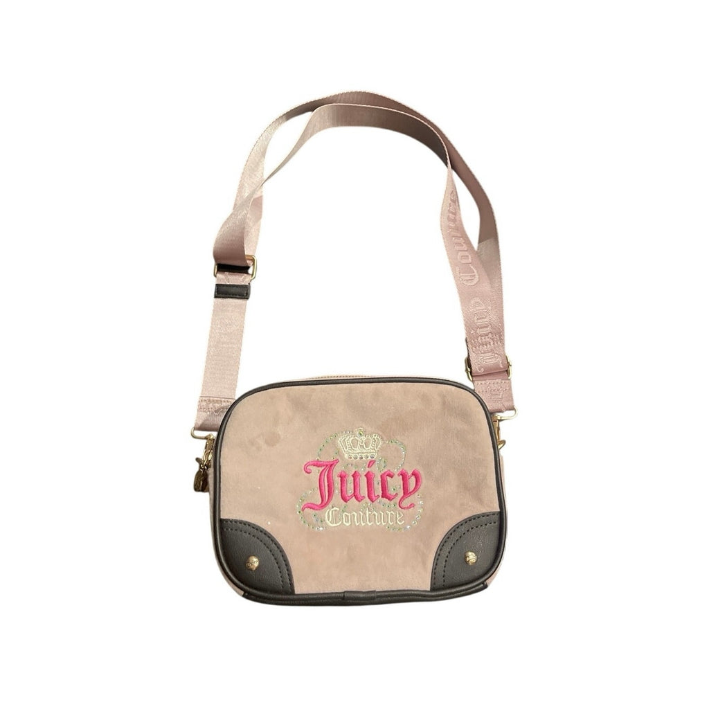 Juicy Couture Heritage Velour Camera Bag Dusty Pink Crossbody Y2K