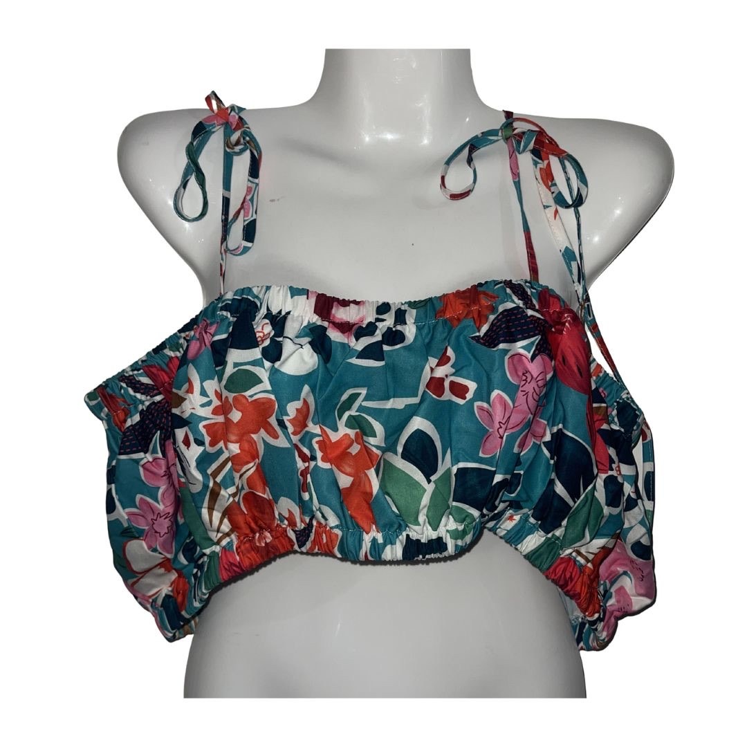 SHEIN Floral Swim Curve Plus Bikini Cropped Top Size 3XL Beach Tropical Vacation