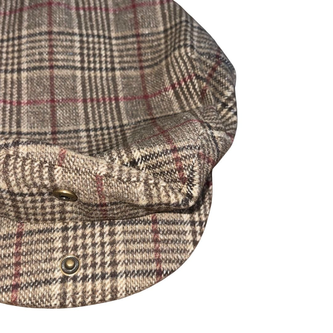 Brixton 20th Anniversary Hooligan Flat Cap Brown Plaid Snap Cap Size Medium NWT