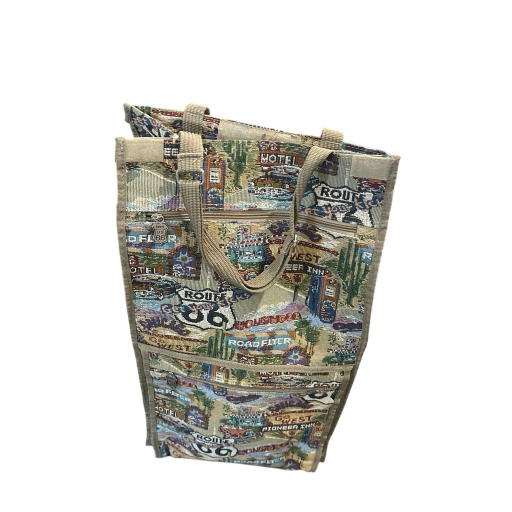 Jade Route 66 American Collapsing Rolling Tapestry Tote Travel Luggage Bag Retro
