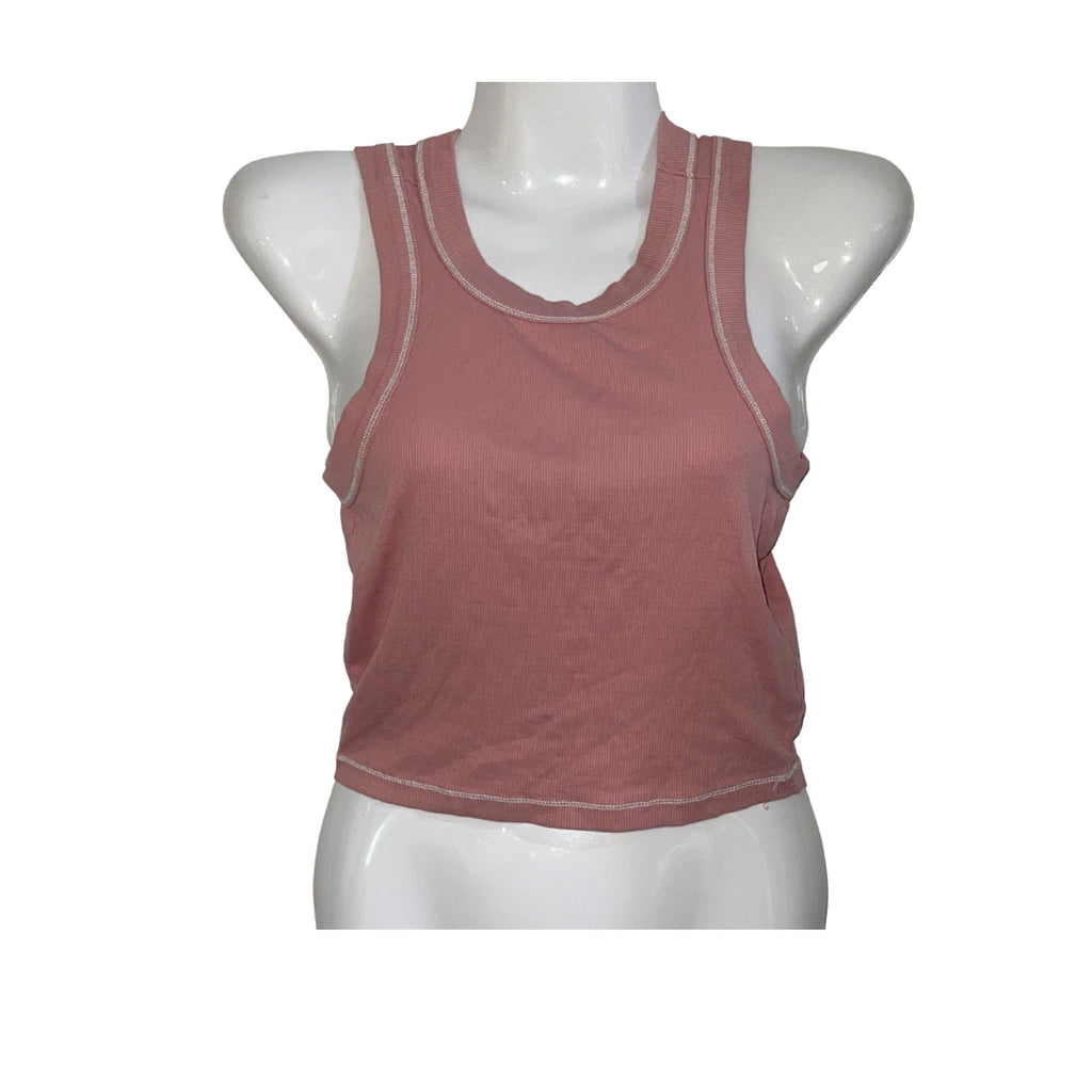 Madewell Supima Cotton Ribbed Cropped Pink Tank Top Size XXS Y2K Girly Flirty