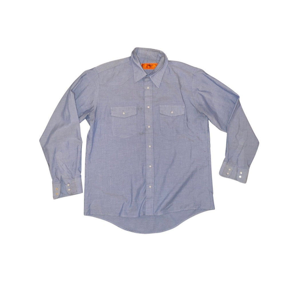 Red Kap Long Sleeve Shirt Blue Size Large 2 pocket uniform utility Workwear