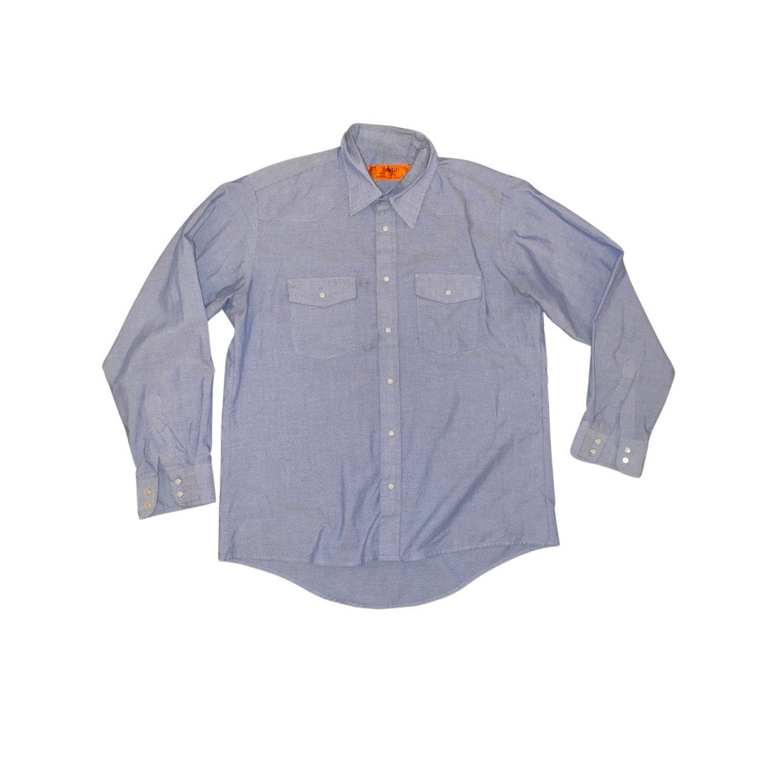Red Kap Long Sleeve Shirt Blue Size Large 2 pocket uniform utility Workwear