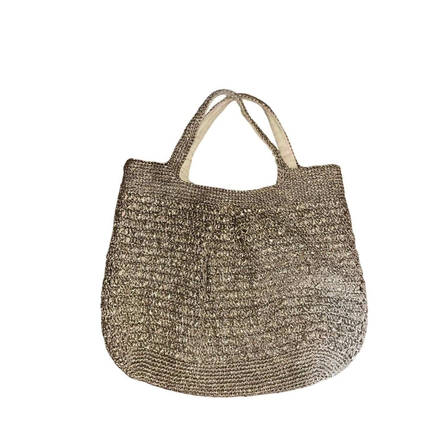 Gold Mesh Crochet Knitted Style Tote Boho Purse Bag Bohemian