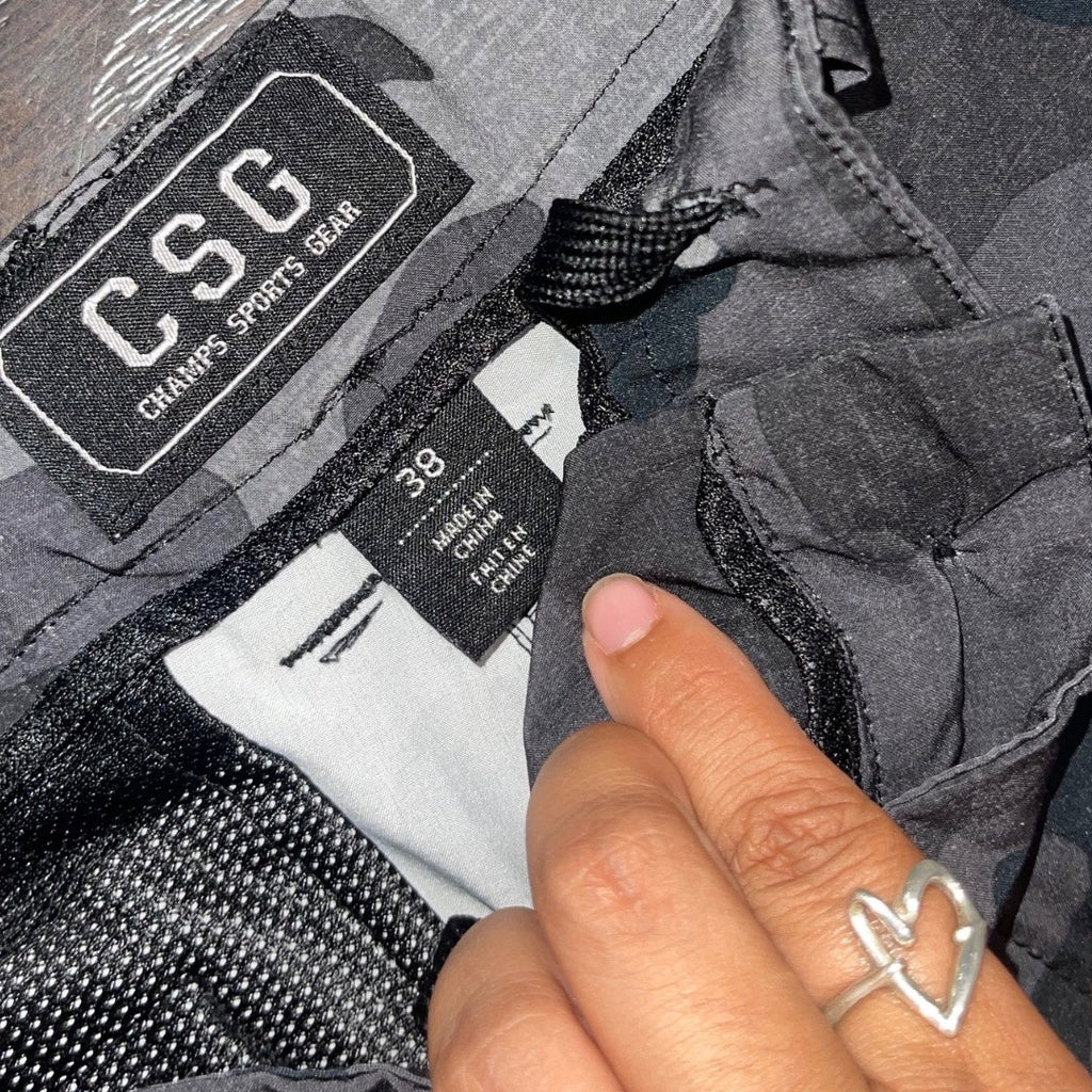 Champs CSG Men's Cargo Shorts Camouflage swim trunks drawstring Size 38