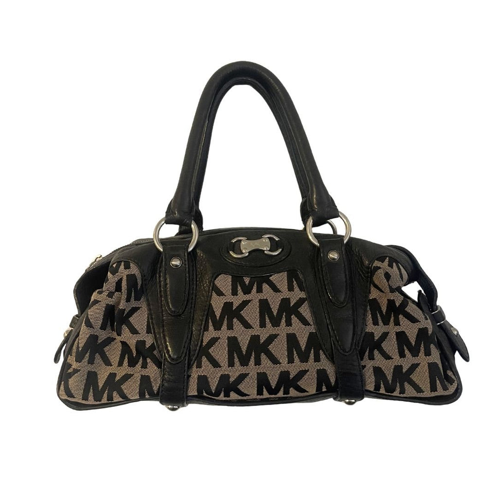 Michael Kors Classic Monogram Top Handle Canvas Satchel Purse Y2K Vintage 2000s
