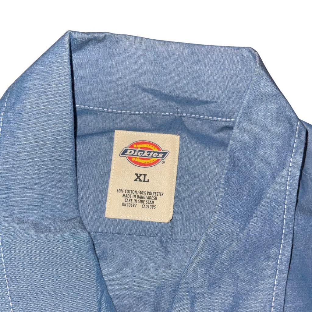 Dickies Button Down Long Sleeve Shirt Blue Workwear Streetwear Size XL