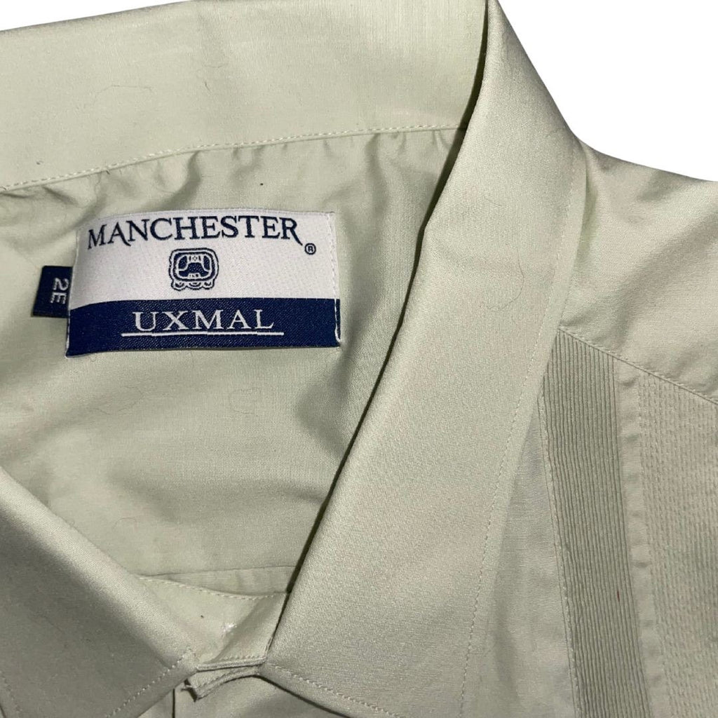 Manchester Uxmal Short Sleeve Button Down Guayabera Size 2E Mexico Beach Vacation