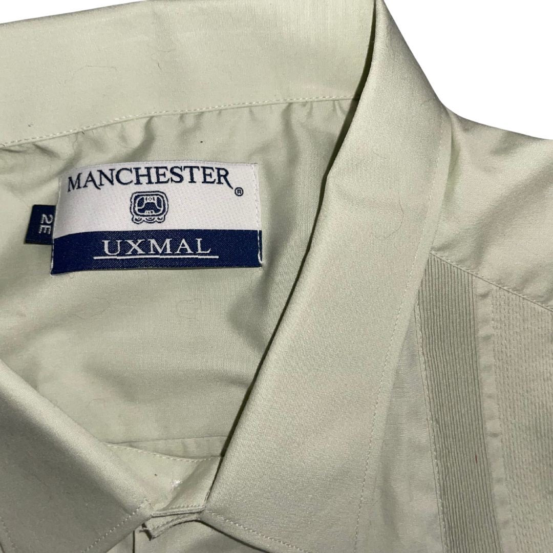 Manchester Uxmal Short Sleeve Button Down Guayabera Size 2E Mexico Beach Vacation