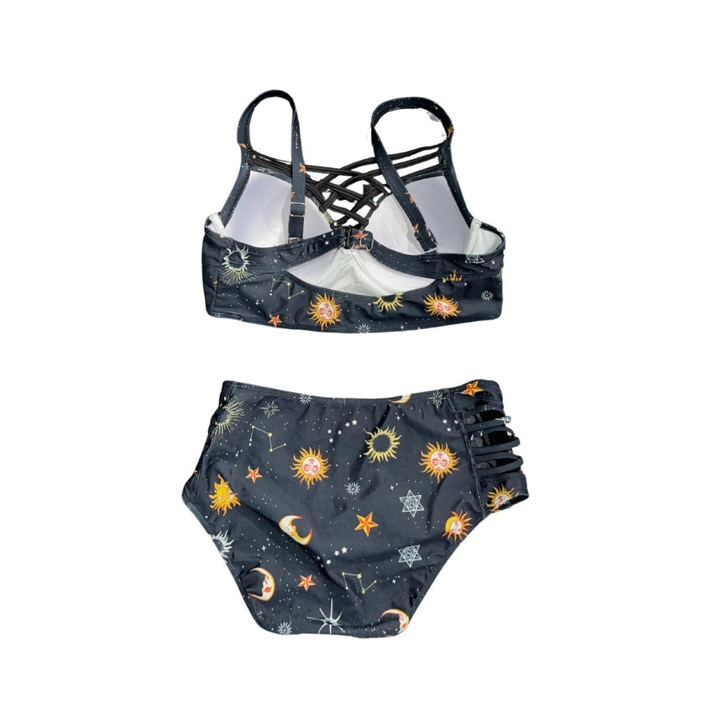 Bikini Two Piece Sun and Moon High Waisted Size Medium Swimsuit Swim Beach