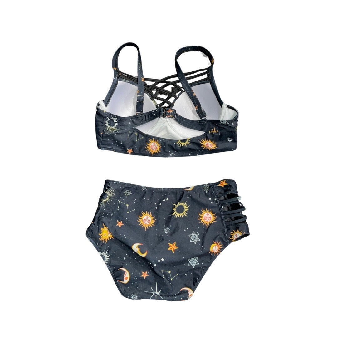 Bikini Two Piece Sun and Moon High Waisted Size Medium Swimsuit Swim Beach