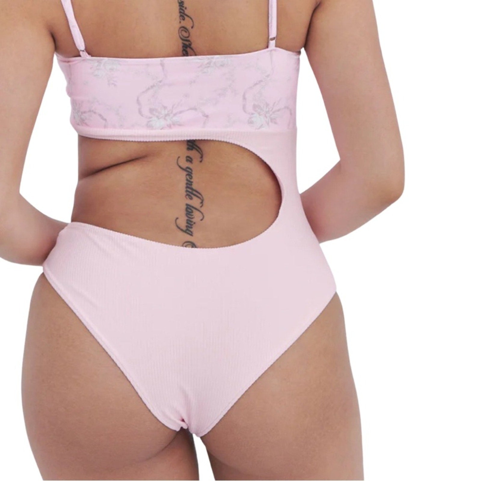 Frankie’s Bikini Thea Ribbed Cutout One Piece Swimsuit Size Large Pink Beach NWT