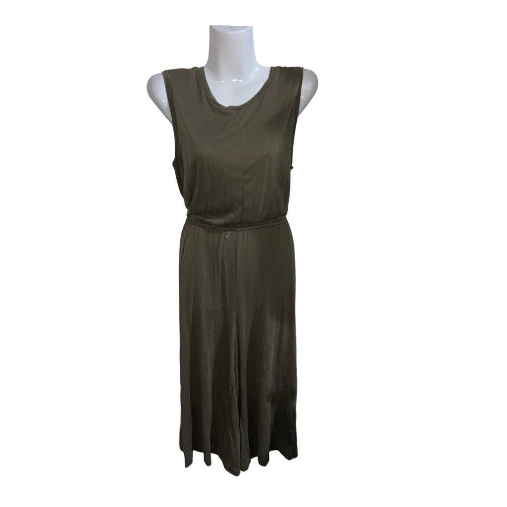 Charlie Paige Sleeveless Olive Belted Jumpsuit Jumper Medium Cropped Wide Leg