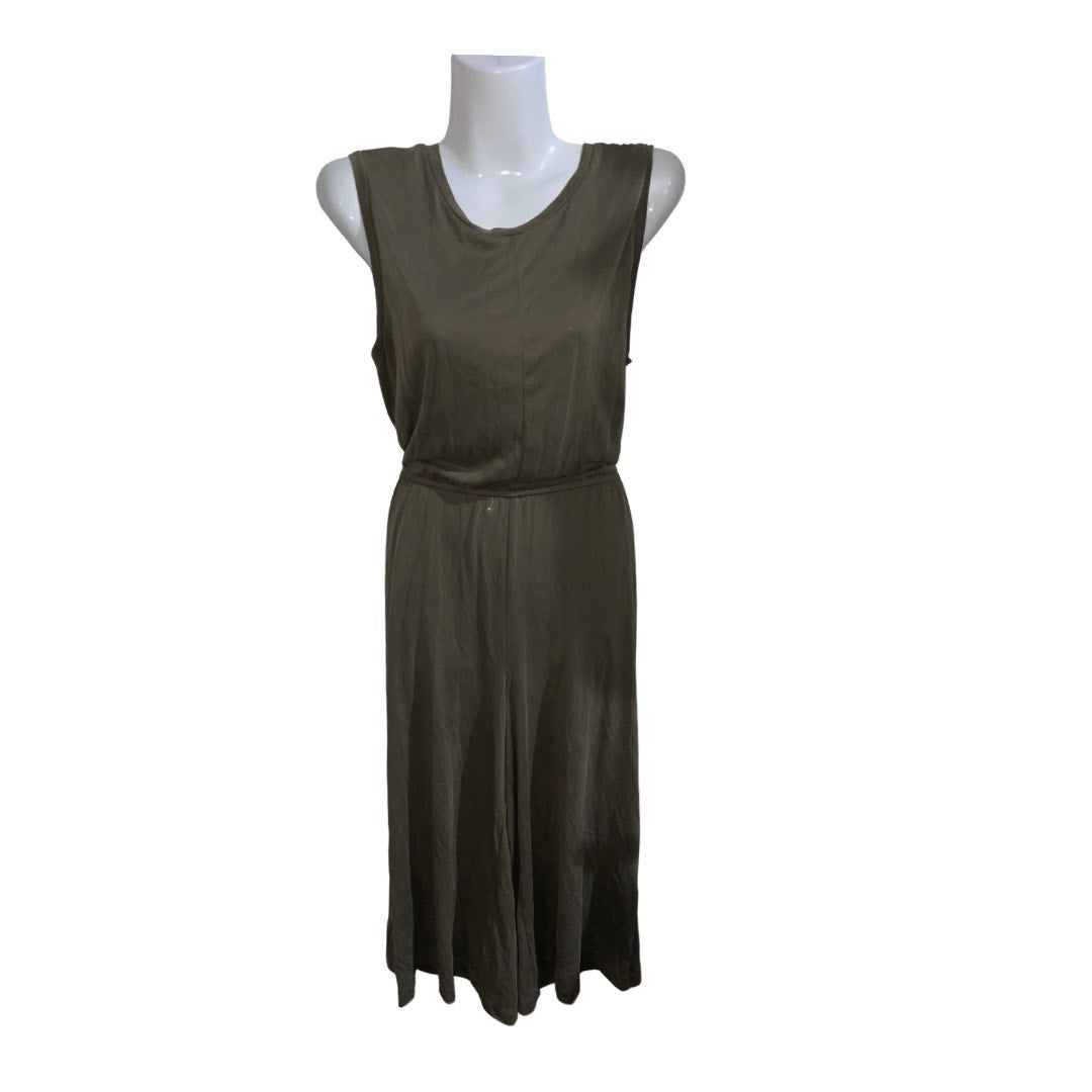 Charlie Paige Sleeveless Olive Belted Jumpsuit Jumper Medium Cropped Wide Leg