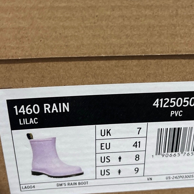 Dr. Martens 1460 Rain Pull on Waterproof Boot in Lilac SZ 9 NWB Rubber Heel