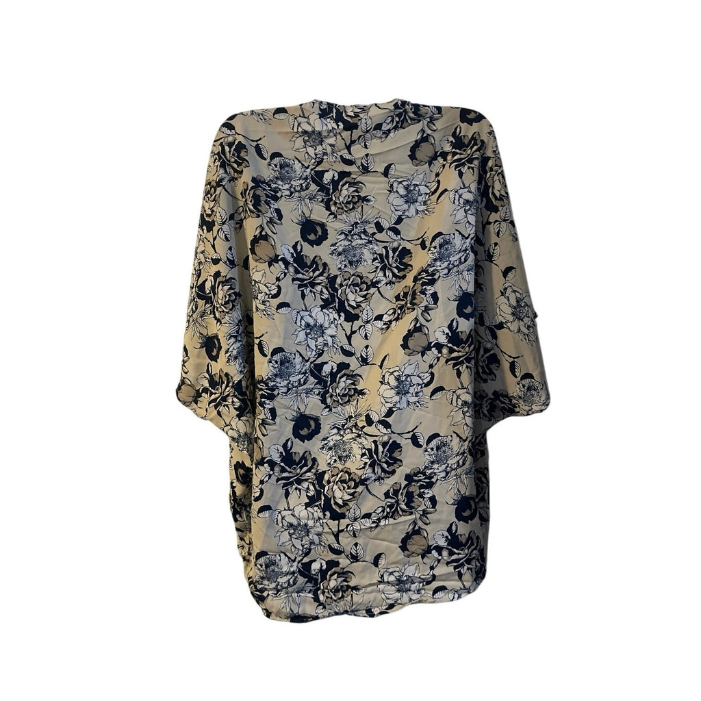 Style Rack LA Floral Print Open Front Kimono Blouse SZ One Size Boho Artsy Chic