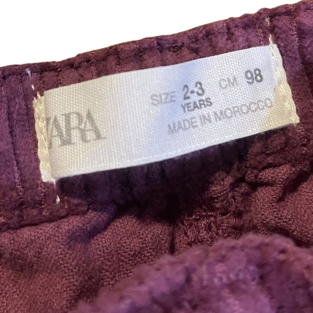 Zara Kids Girl Purple Corduroy Skort Size 2-3 Kidscore Shorts Summer Spring
