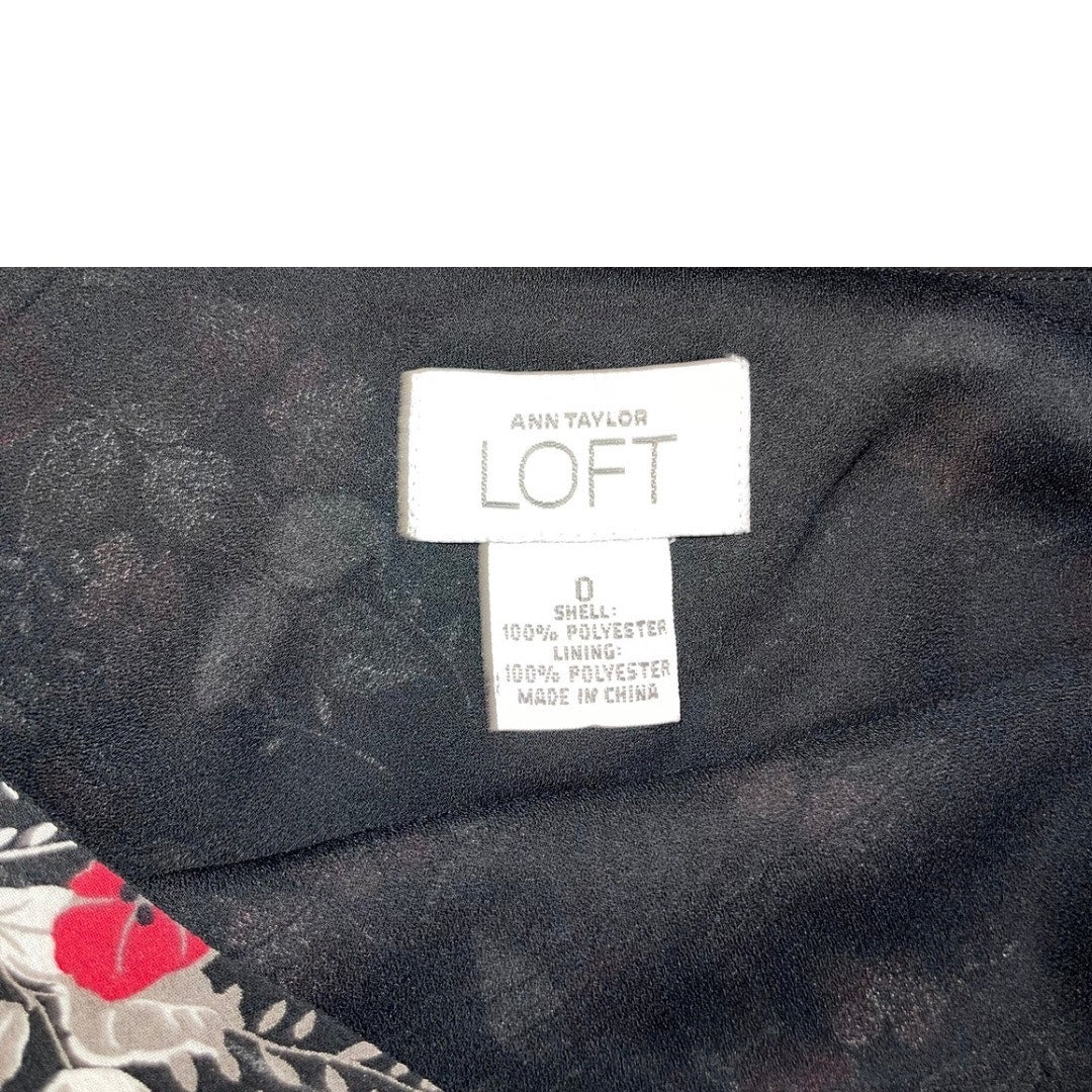 Ann Taylor Loft Lined Skirt Floral Flutter Hem Size 0 Y2K Garden 90's Brunch