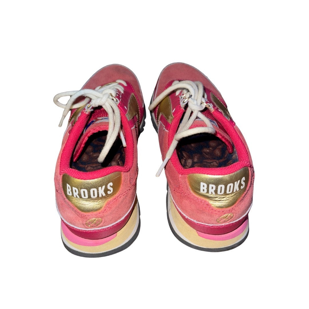 Brooks Heritage Chariot Red & Gold Sneakers Retro Running Shoes Athletic Size 8