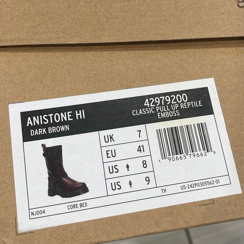 Dr. Martens Airwalk Anistone Hi Reptile Brown Leather Pull on Boots 7 Punk NWB