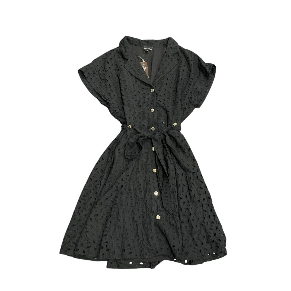 Zenobia Short Sleeve Button Up Fit and Flare Eyelet Shirtdress SZ XL NWT Brunch