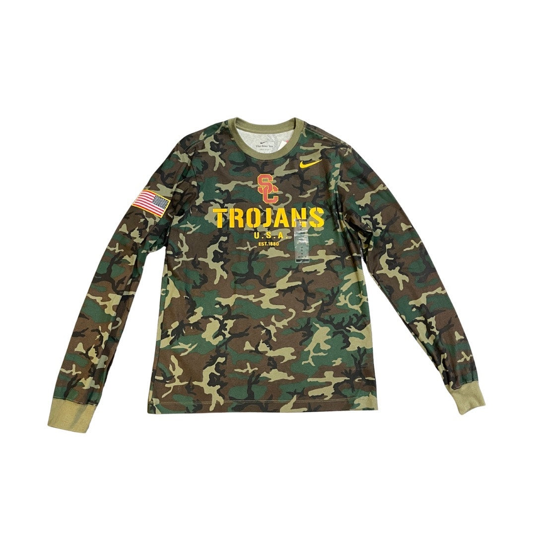 Nike USC Trojans Camo Long Sleeve Shirt Size Medium Military Collegiate Licensed