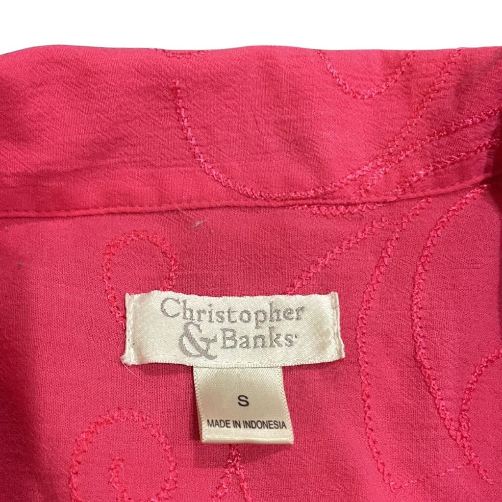 Christopher & Banks Button Vest Sleeveless Blouse Floral Pattern SZ Vintage Chic