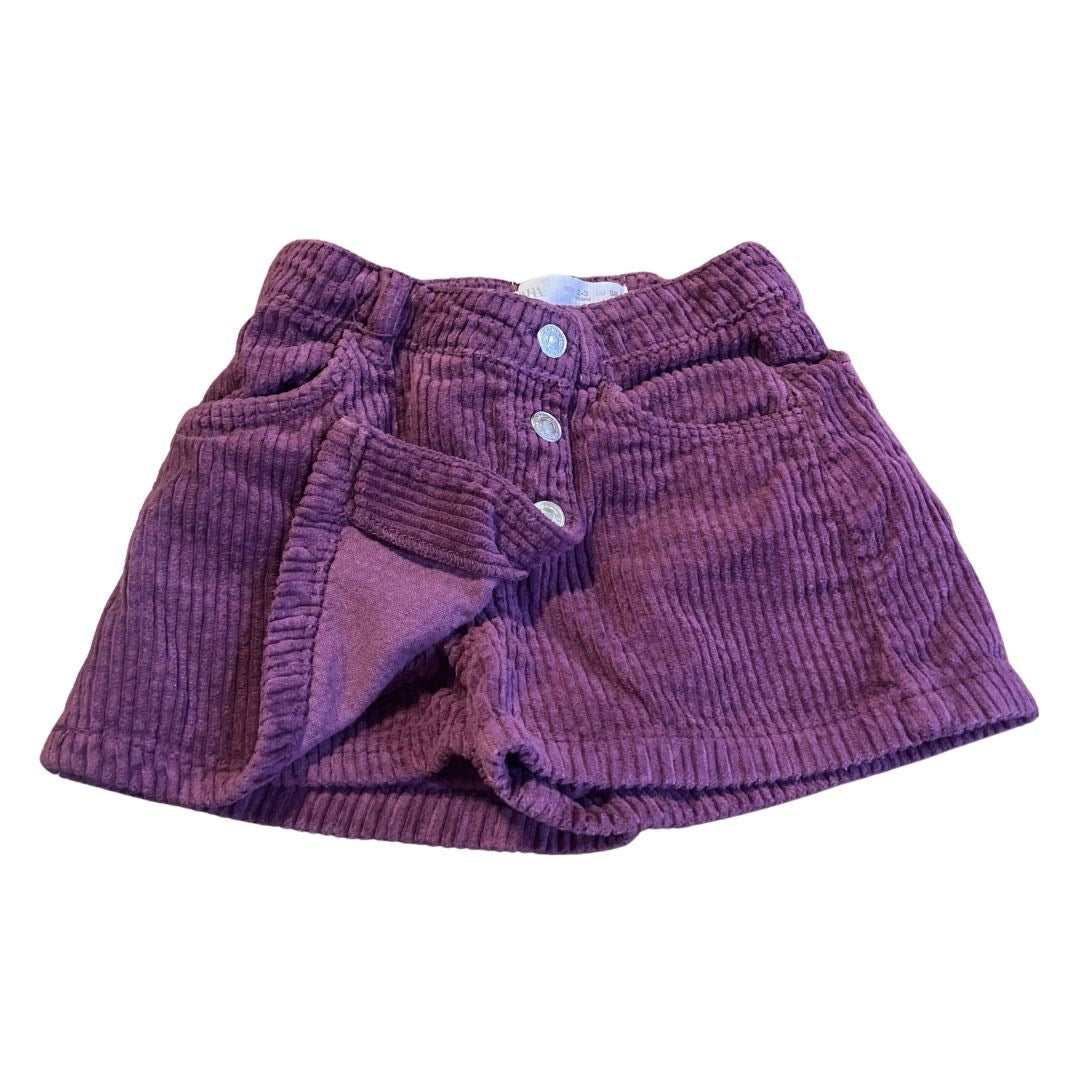 Zara Kids Girl Purple Corduroy Skort Size 2-3 Kidscore Shorts Summer Spring