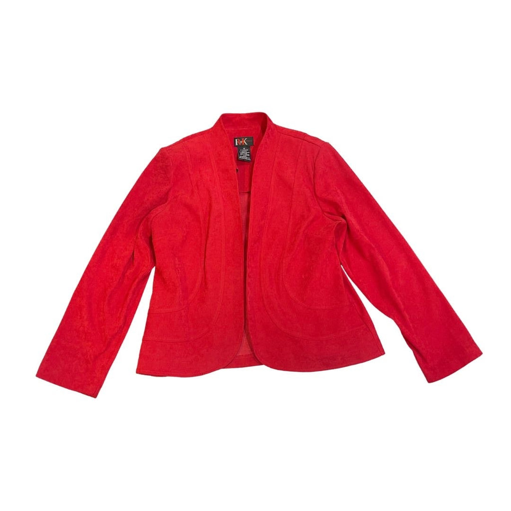 R&K Originals Vintage Red Velvet Faux Suede Jacket SZ 14 Career Holiday Office