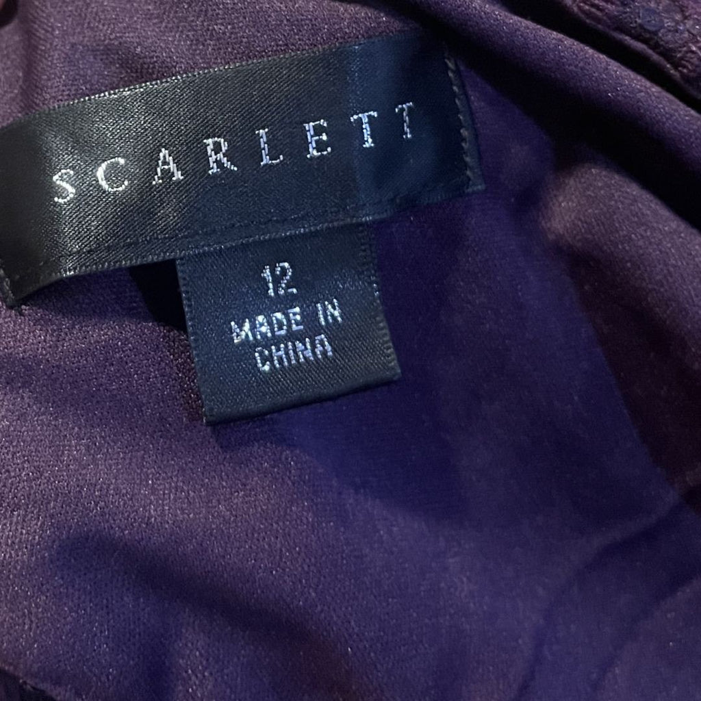 Scarlett Purple Sequin Ruched Dress Size 12 Special Occassion Wedding Eggplant